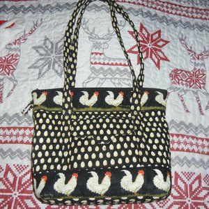 Vera Bradley Tote • Vintage * Chanticleer Chicken and Egg Purse Tote 15inx12in